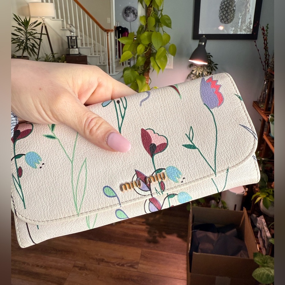Miu Miu Floral Cream Wallet